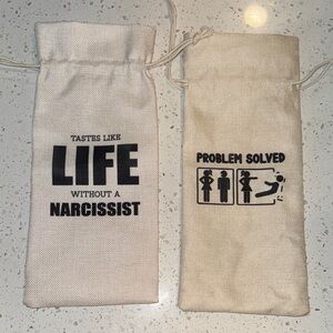 Funny Wine/Liquor Drawstring Pouch Set